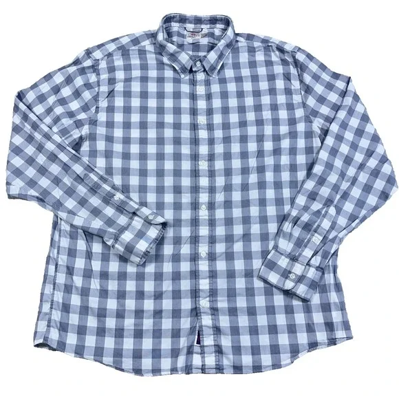 Faherty Shirt Men XXL 2XL Grey Check Plaid Button Up Cotton Dress Casual Adult * - Picture 2 of 16
